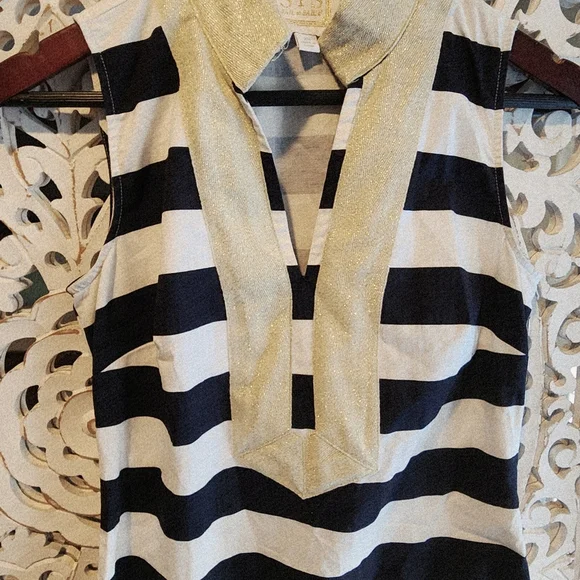 Sail to Sable Navy & White Sheath Mini Dress Sleeveless Nwot Sz XS - Picture 4 of 11